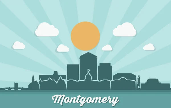 Montgomery Skyline Alabama Vereinigte Staaten Von Amerika Usa Vektorillustration — Stockvektor