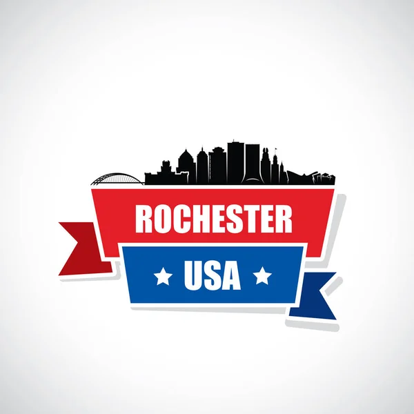 Rochester Skyline Nueva York Estados Unidos América Ilustración Vectorial — Archivo Imágenes Vectoriales