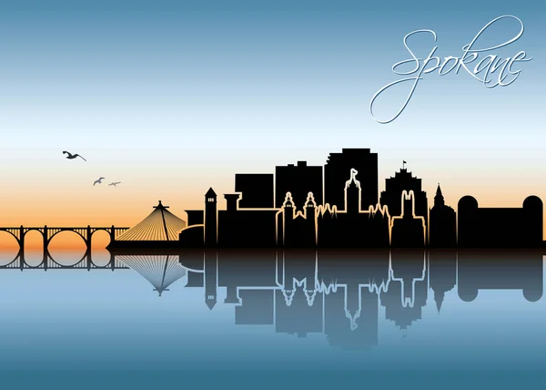 Spokane Skyline Washington Verenigde Staten Van Amerika Usa Vectorillustratie — Stockvector