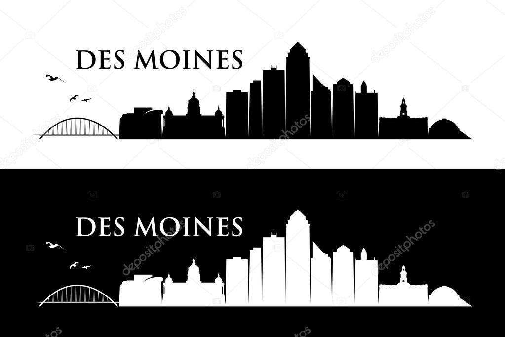 Des Moines skyline - Iowa, United States of America, USA - vector illustration