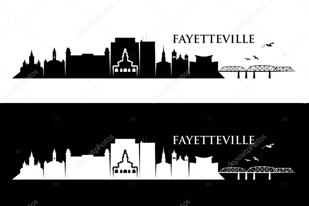 Fayetteville skyline - United States of America, USA, North Carolina - vector illustration