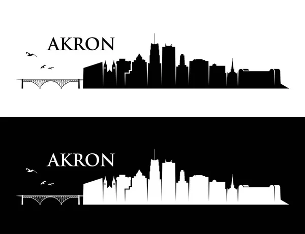 Akron City Panorama Budov Vektorové Plakáty — Stockový vektor