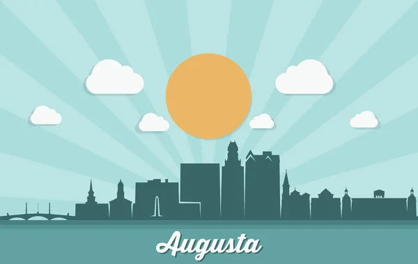 Augusta Sun Lighted City Skyline Vector Poster — Stock Vector