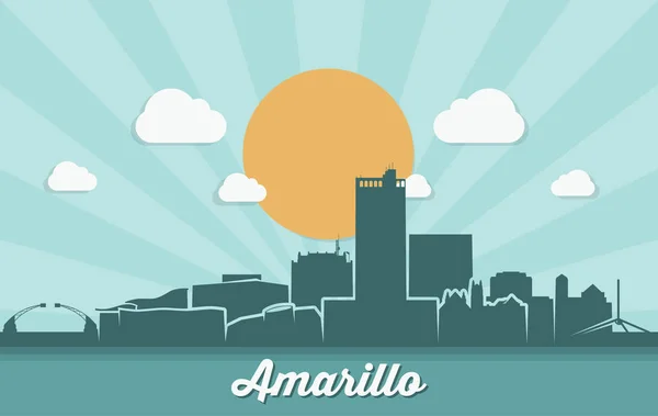 Amarillo Nap Kivilágított Város Skyline Vektor Poszter — Stock Vector