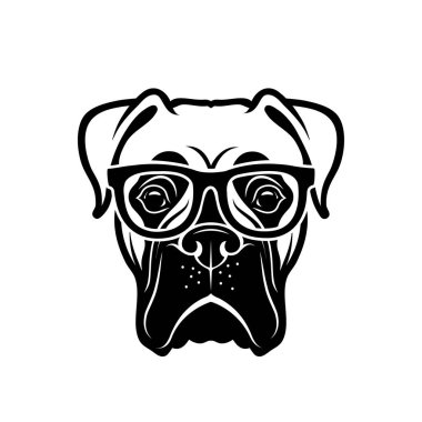 Gözlük takan köpek minimalist vecor çizimi