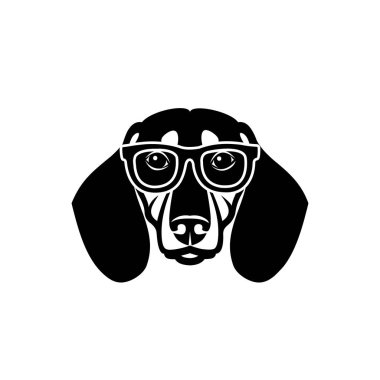 Gözlük takan köpek minimalist vecor çizimi