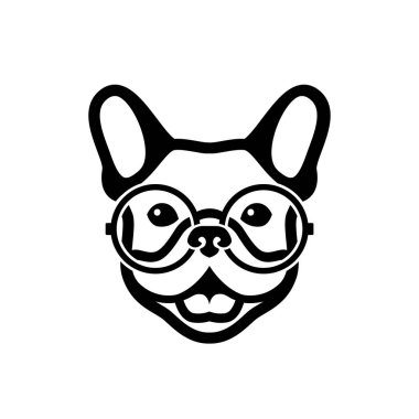 Gözlük takan köpek minimalist vecor çizimi
