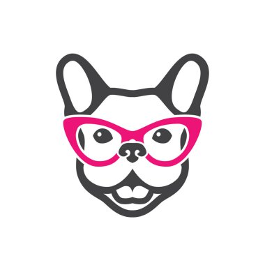 Gözlük takan köpek minimalist vecor çizimi