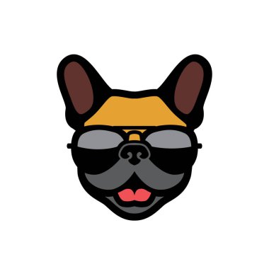 güneş gözlüğü takıyor köpek minimalist vecor çizimi