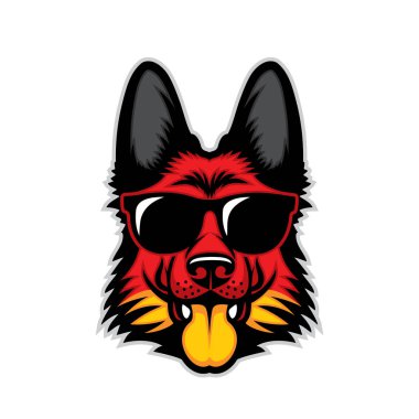 güneş gözlüğü takıyor köpek minimalist vecor çizimi