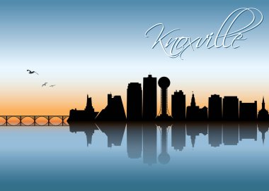  Knoxville şehir manzarası içinde günbatımı ışık vektör poster