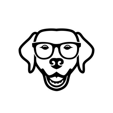 Gözlük takan köpek minimalist vecor çizimi