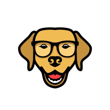 minimalistic vecor illustration of dog wearing eyeglasses clipart