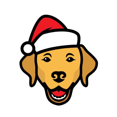 labrador minimalist vektör çizim Noel şapkalı