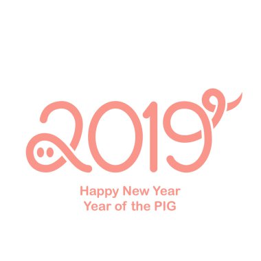domuz tebrik kartı vektör çizim 2019 yılı