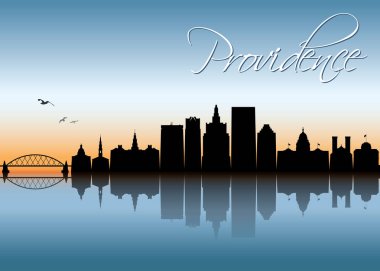 gün batımı ışık vektör poster Providence şehir manzarası