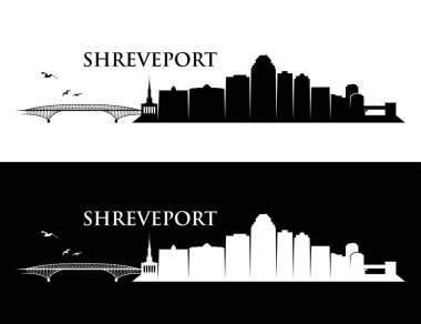 Shreveport şehir manzarası binalar posterler vektör