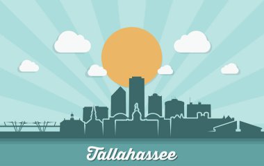 Tallahassee güneş ışıklı şehir manzarası vektör poster 