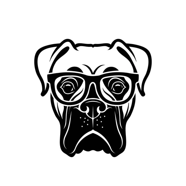Minimalistische Vecor Illustration Des Hundes Mit Brille — Stockvektor
