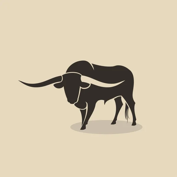 Μινιμαλιστική Διανυσματικά Εικονογράφηση Της Bull Μπεζ Φόντο — Διανυσματικό Αρχείο