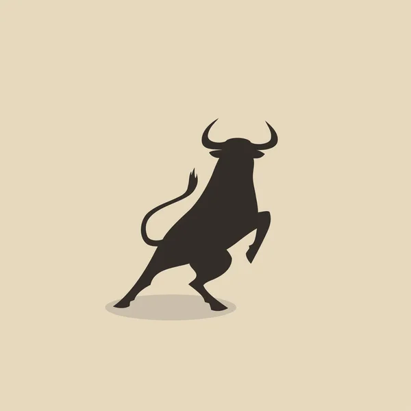 Ilustración Vectorial Minimalista Toro Sobre Fondo Beige — Vector de stock