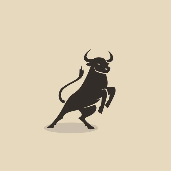 Minimalistic Vector Illustration Bull Beige Background — Stock Vector