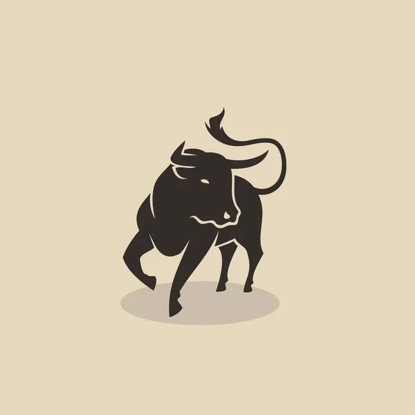 Minimalistische Vectorillustratie Van Stier Beige Achtergrond — Stockvector