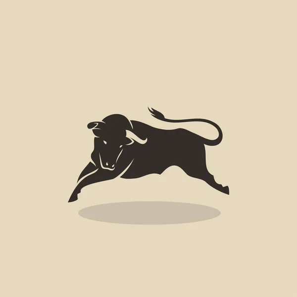 Minimalistický Vektorové Ilustrace Bull Béžové Pozadí — Stockový vektor