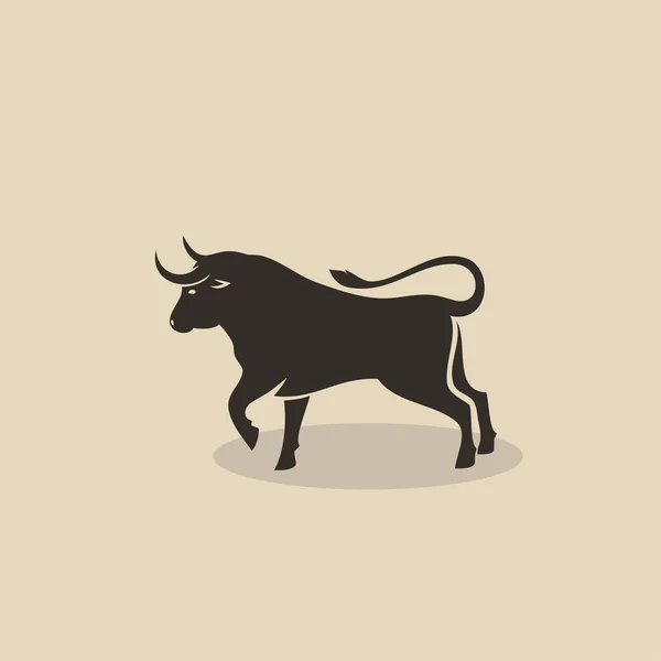 Ilustración Vectorial Minimalista Toro Sobre Fondo Beige — Vector de stock