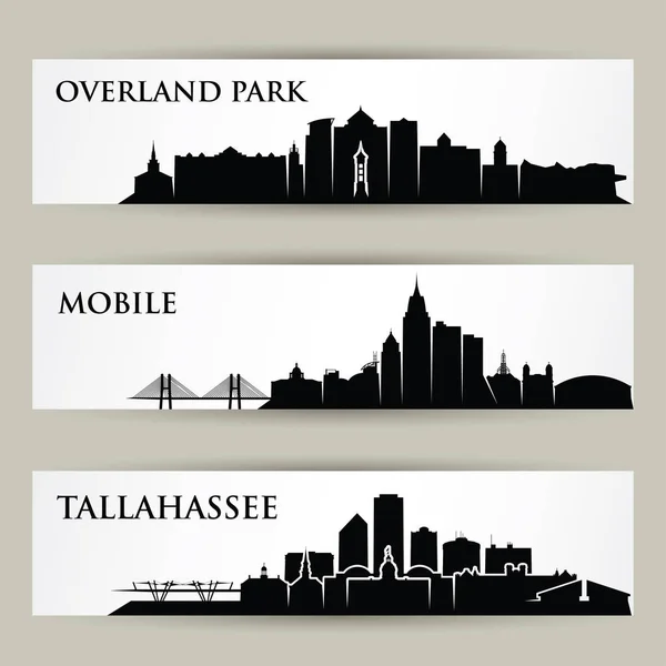 陆上公园 塔拉哈西城市天际线建筑矢量海报 — 图库矢量图片