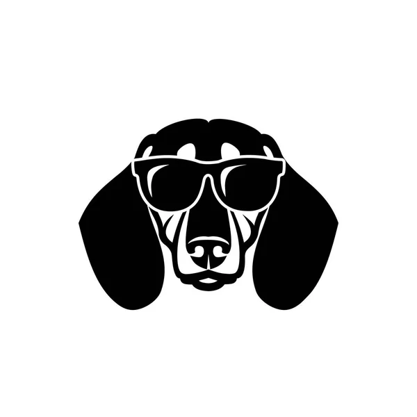 Ilustración Vecor Minimalista Perro Con Gafas Sol — Vector de stock