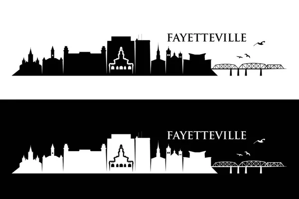 Fayetteville City Skyline Gebäude Vektorplakate — Stockvektor