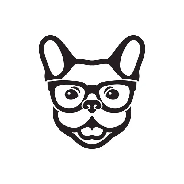 眼鏡を身に着けている犬のミニマルなベクトル イラスト — ストックベクタ