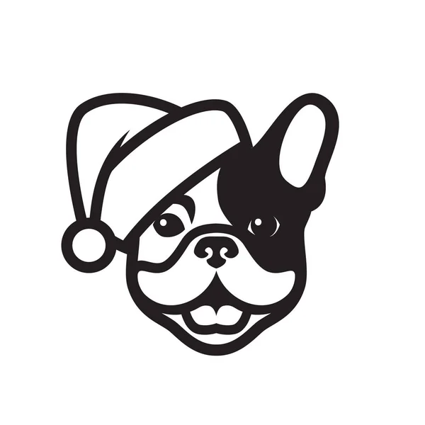 Minimalistische Vektorillustration Der Französischen Bulldogge Weihnachtsmütze — Stockvektor