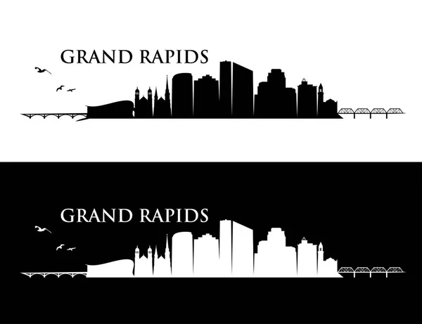 Grand Rapids City Panorama Budov Vektorové Plakáty — Stockový vektor