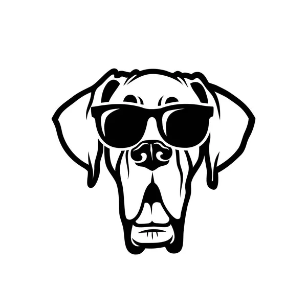 Ilustración Vecor Minimalista Perro Con Gafas Sol — Vector de stock