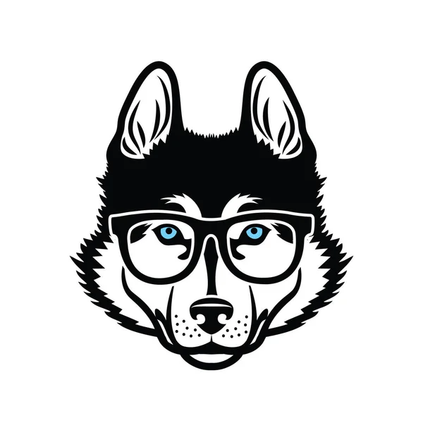 Ilustración Vecor Minimalista Perro Con Gafas — Archivo Imágenes Vectoriales