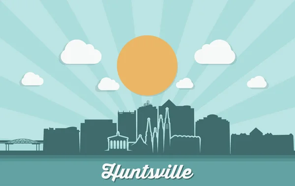 Χάντσβιλ Ήλιο Φωτιζόμενο Πόλη Στον Ορίζοντα Διάνυσμα Αφίσα — Διανυσματικό Αρχείο