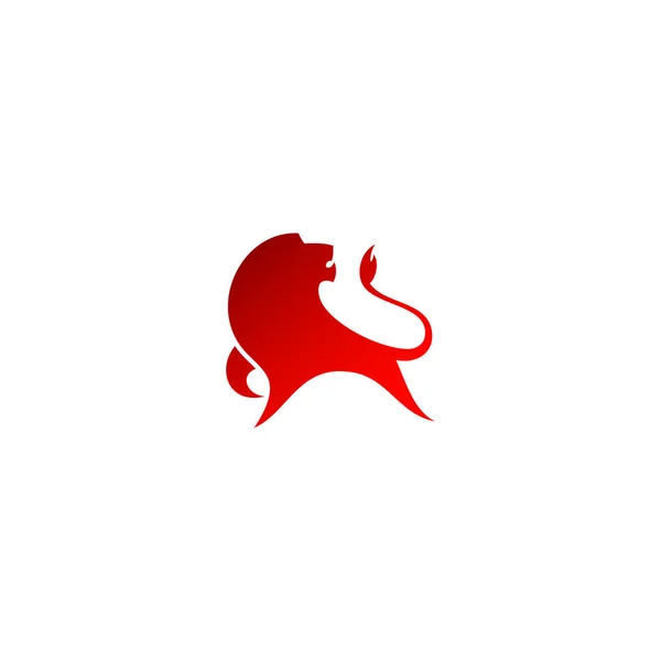 白い背景で隔離赤いライオンのミニマルなベクトル イラスト — ストックベクタ