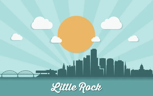 Little Rock Sun Lighted City Skyline Vector Poster — Stock Vector