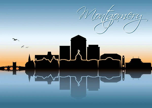 Montgomery Skyline Della Città Nel Poster Vettoriale Della Luce Del — Vettoriale Stock