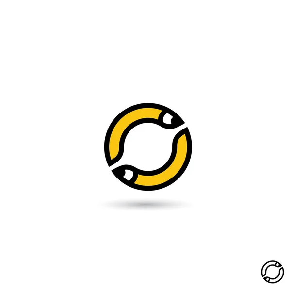 Design Minimalista Logotipo Vetor Com Lápis Cores Amarelas Pretas — Vetor de Stock
