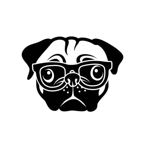 Ilustrație Minimalistă Vecor Câinelui Purtând Ochelari — Vector de stoc