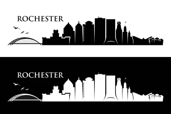 Rochester Città Skyline Edifici Vettoriali Manifesti — Vettoriale Stock