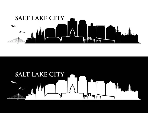 Salt Lake City Skyline Byggnader Vektor Affischer — Stock vektor