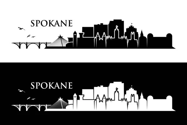 Spokane Şehir Manzarası Binalar Posterler Vektör — Stok Vektör