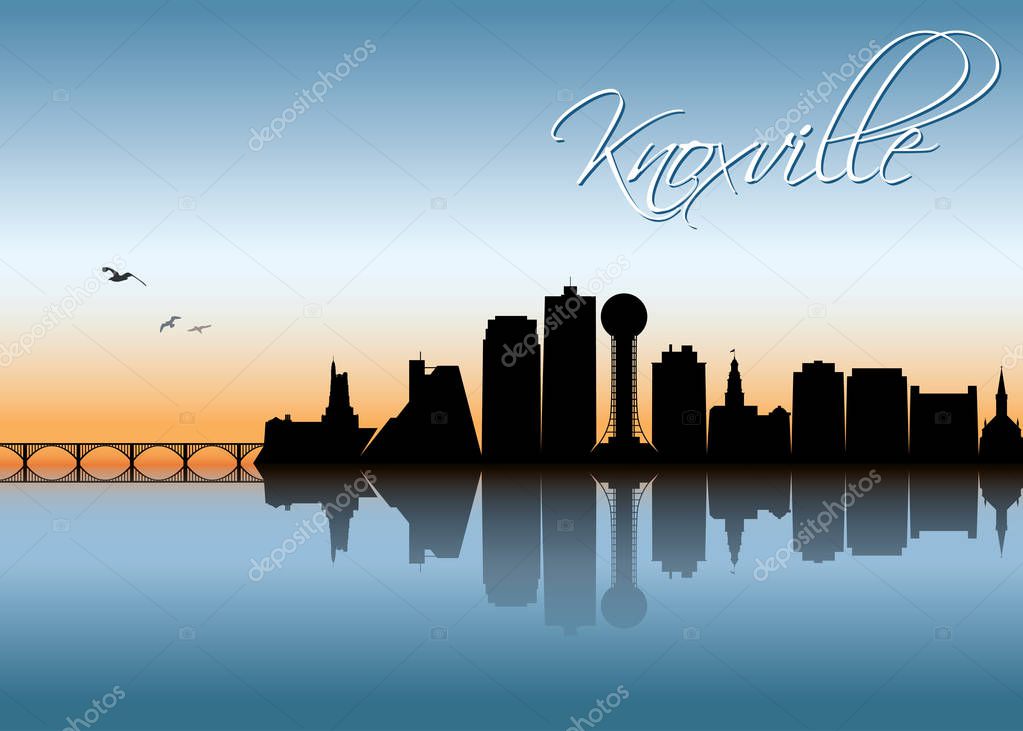 knoxville city skyline in sunset light vector poster