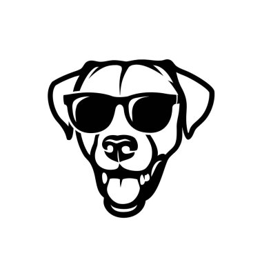 Labrador retriever köpek yüzlü güneş gözlüğü takıyor Seviyelendirilmiş vektör illüstrasyon izole