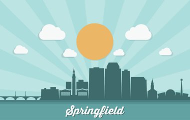 Springfield manzarası, Massachusetts, Amerika Birleşik Devletleri, Amerika, Usa, vektör çizim