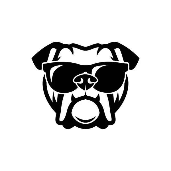 Engelsk Bulldogg Bär Solglasögon Isolerade Beskrivs Vektorillustration — Stock vektor